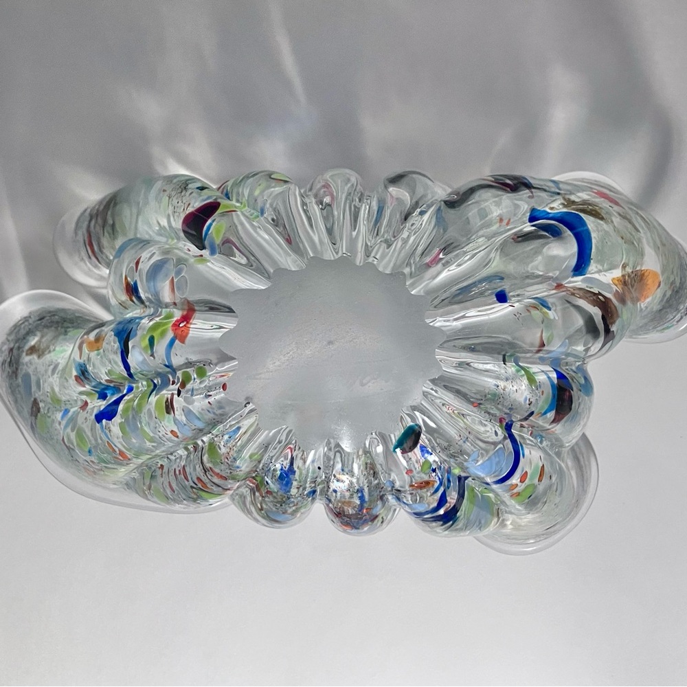 CONFETTI HANDKERCHIEF VASE / Romanian Glass Artist ION TAMAIAN / Big 10.5 Inches - Picture 8 of 12